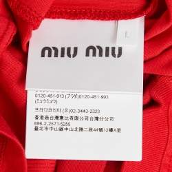 Pre Owned Miu Miu Red Logo-Patch Jersey Sleeveless T-Shirt L