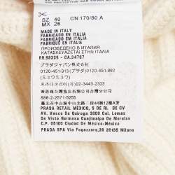 Pre Owned Miu Miu Cream Rib Knit Closure Detail Cardigan S