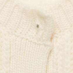 Pre Owned Miu Miu Cream Rib Knit Closure Detail Cardigan S