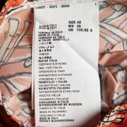 Pre Owned Miu Miu Orange Printed Silk Pleated Mini Skirt S