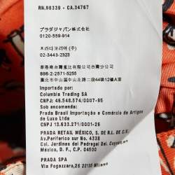 Pre Owned Miu Miu Orange Printed Silk Pleated Mini Skirt S