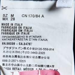 Pre Owned Miu Miu Navy Blue Cotton Blend Logo Tape Knit Zip Up Jacket M