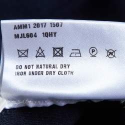 Pre Owned Miu Miu Navy Blue Cotton Blend Logo Tape Knit Zip Up Jacket M