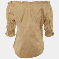 مملوكة مسبقًا توب ميو ميو كتف مكشوف قطن بيج L