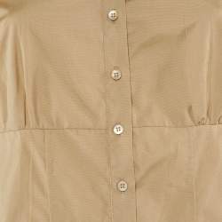 مملوكة مسبقًا توب ميو ميو كتف مكشوف قطن بيج L