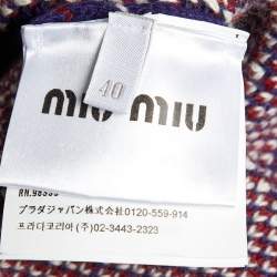 Pre Owned Miu Miu Blue Contrast Detail Wool Knit Sleeveless Sweater S