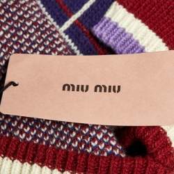 Pre Owned Miu Miu Blue Contrast Detail Wool Knit Sleeveless Sweater S