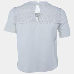 Pre Owned Miu Miu White Knit & Lace Top S