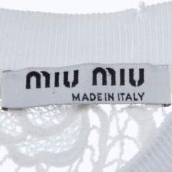 Pre Owned Miu Miu White Knit & Lace Top S