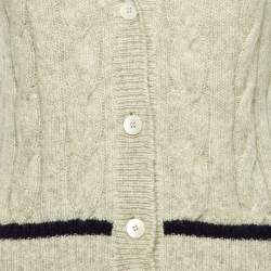 Pre Owned Miu Miu Ecru Cable Knit Sleeveless Top S