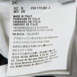 Pre Owned Miu Miu White Bird Print Cotton Knit Tie-Up Detail Top S