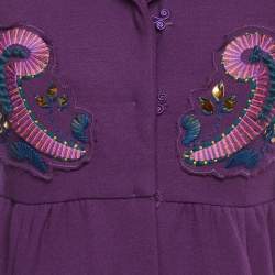 Pre Owned Miu Miu Purple Wool Embellished Long Sleeve Coat S