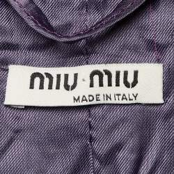 Pre Owned Miu Miu Purple Wool Embellished Long Sleeve Coat S