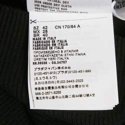 Pre Owned Miu Miu Black Rib Knit Logo Detail Strap Tank Top M