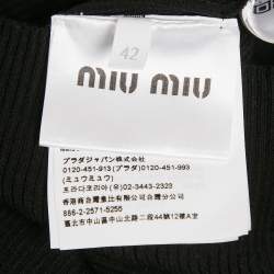 Pre Owned Miu Miu Black Rib Knit Logo Detail Strap Tank Top M