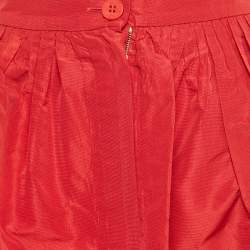 Pre Owned Miu Miu Red Synthetic Gathered Mini Skirt S