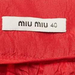 Pre Owned Miu Miu Red Synthetic Gathered Mini Skirt S