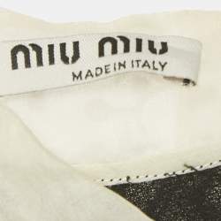 Pre Owned Miu Miu Black Crepe Doll Collar Detail Sleeveless Top M