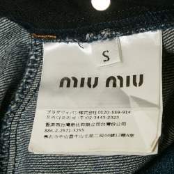 Pre Owned تنورة ميو ميو جينز أزرق مفتوحة صغير - سمول