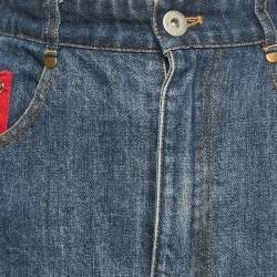 Pre Owned تنورة ميو ميو جينز أزرق مفتوحة صغير - سمول