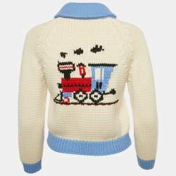 Pre Owned Miu Miu Off-White Wool Zip-Up Once Upon A Time Sweater M