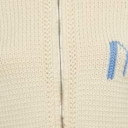 Pre Owned Miu Miu Off-White Wool Zip-Up Once Upon A Time Sweater M