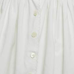 Pre Owned Miu Miu White Cotton Button Front Midi Skirt M
