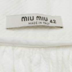 Pre Owned Miu Miu White Cotton Button Front Midi Skirt M