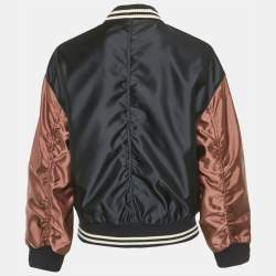 Pre Owned Miu Miu Navy Blue Nylon Applique Detail Button Front Varsity Jacket S