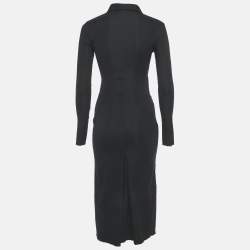 Pre Owned Miu Miu Midnight Blue Jersey Zip Up Maxi Dress S