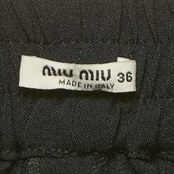 Pre Owned Miu Miu Black Logo Band Crepe Jogger Pants XS
