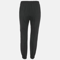 Pre Owned Miu Miu Black Logo Band Crepe Jogger Pants XS