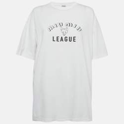 Pre Owned Miu Miu White Printed Tie Dye Cotton Oversize T-Shirt S