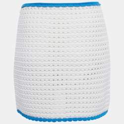 Pre Owned Miu Miu White Floral Embroidered Crochet Mini Skirt S