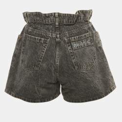Pre Owned Miu Miu Black Washed Denim Elasticized Waist Shorts S