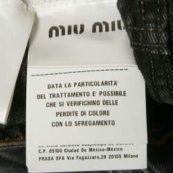Pre Owned Miu Miu Black Washed Denim Elasticized Waist Shorts S
