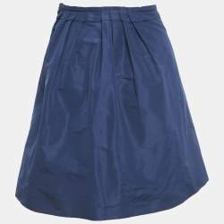 Pre Owned Miu Miu Blue Synthetic Pleated Mini Skirt M