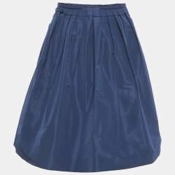 Pre Owned Miu Miu Blue Synthetic Pleated Mini Skirt M
