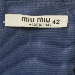 Pre Owned Miu Miu Blue Synthetic Pleated Mini Skirt M