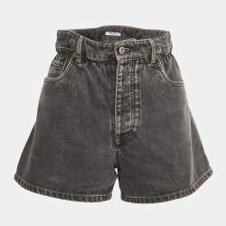 Pre Owned Miu Miu Grey Denim Elasticated Short S