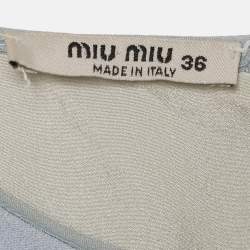 Pre Owned Miu Miu Blue Crepe Cut-Out Sleeve Mini Dress XS