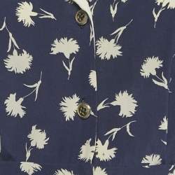 Pre Owned Miu Miu Blue Floral Print Silk Mini Dress M