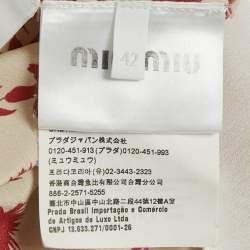 Pre Owned Miu Miu Cream Floral Print Silk Maxi Dress M