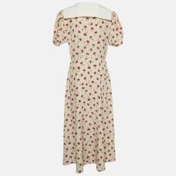 Pre Owned Miu Miu Cream Floral Print Silk Maxi Dress M
