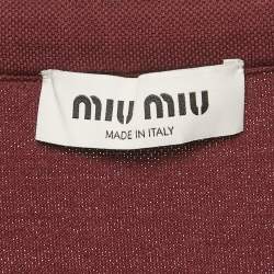 Pre Owned Miu Miu Burgundy Logo Embroidered Pique Cotton Skirt XL 