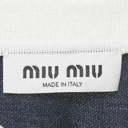Pre Owned Miu Miu Navy Blue Logo Embroidered Cotton Pique Polo T-Shirt L