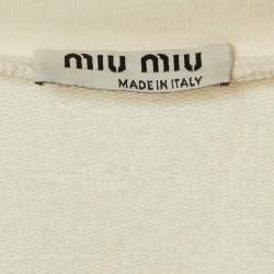 Pre Owned Miu Miu Cream Cotton Knit Round Neck T-Shirt Dress L