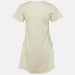 Pre Owned Miu Miu Cream Cotton Knit Round Neck T-Shirt Dress L