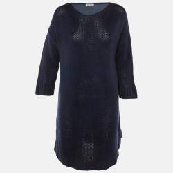Pre Owned Miu Miu Navy Blue Cashmere & Silk Sweater Dress M 