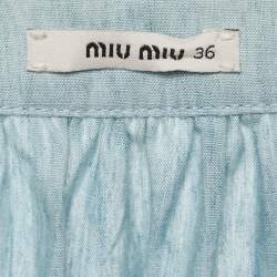 Pre Owned Miu Miu Blue Denim Puff Sleeve Mini Dress XS
